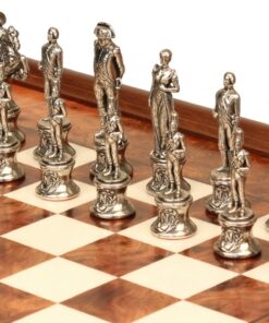 Jeu d'Échecs Napoléon - Échiquier en bois de Bruyère et Bois d'Orme avec tiroir & Pièces en métal
