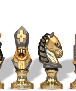 Jeu d'Échecs Moncada - Échiquier en bois de Bruyère et Bois d'Orme avec tiroir & Pièces en métal peintes à la main