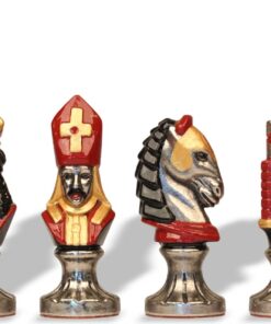 Jeu d'Échecs Moncada - Échiquier en bois de Bruyère et Bois d'Orme avec tiroir & Pièces en métal peintes à la main