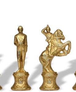 Jeu d'Échecs Napoléon - Échiquier en bois de Bruyère et Bois d'Orme avec tiroir & Pièces en métal