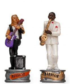 Jeu d'Échecs Jazz vs Rock - Échiquier en similicuir & Pièces en résine