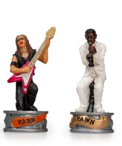 Jeu d'Échecs Jazz vs Rock - Échiquier en similicuir & Pièces en résine