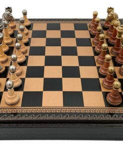 Jeu d'Échecs Classique - Échiquier et Backgammon à rangement en similicuir & Pièces en bois et métal