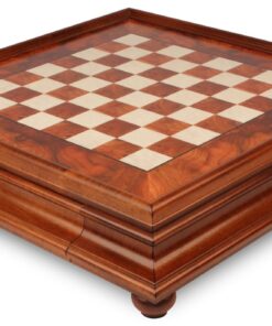 Jeu d'Échecs Grand Staunton - Échiquier en bois de Bruyère et Bois d'Orme avec tiroir & Pièces en laiton massif