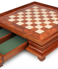 Jeu d'Échecs Grand Staunton - Échiquier en bois de Bruyère et Bois d'Orme avec tiroir & Pièces en laiton massif