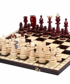 208-1-Ensemble-Petit-Jeu-Echecs-Bois-Charme-Echiquier-Bois-Hêtre