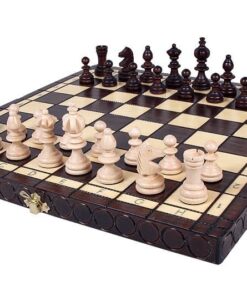 331-1-Ensemble-Royal-44cm-Jeu-Echecs-Bois-Charme-Sycomore-Echiquier-Pliable-Bois-Hêtre