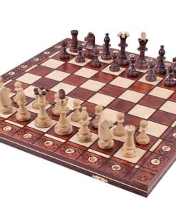 186-1-Ensemble-Roman-Jeu-Echecs-Bois-Hêtre-Echiquier-Bois-hêtre